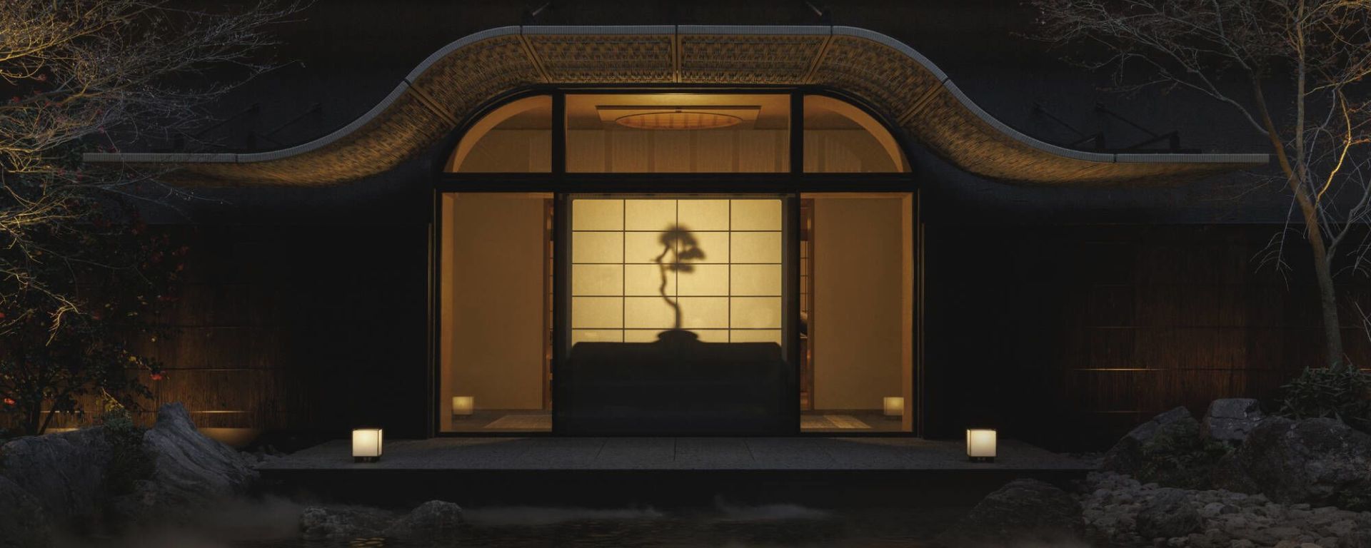 Capella Kyoto:  Courtyard at Night
