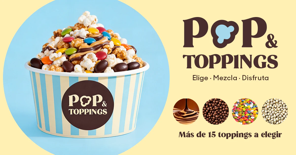 Adaptación horizontal del key visual de POP & TOPPINGS para la campaña de Kinépolis