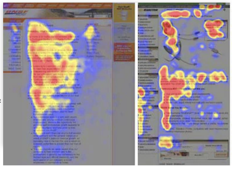 Imagem ilustrando o padrão F de leitura de textos na web