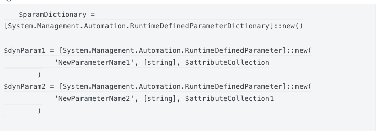 Code with param dictionary