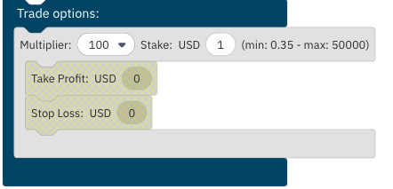 Blocco di opzioni Trade