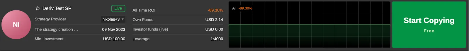 Reviewing the selected strategy provider