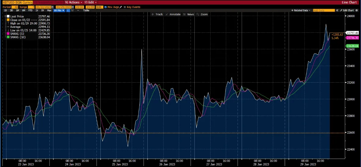 BTC chart - market report, Week 1 Feb 2023