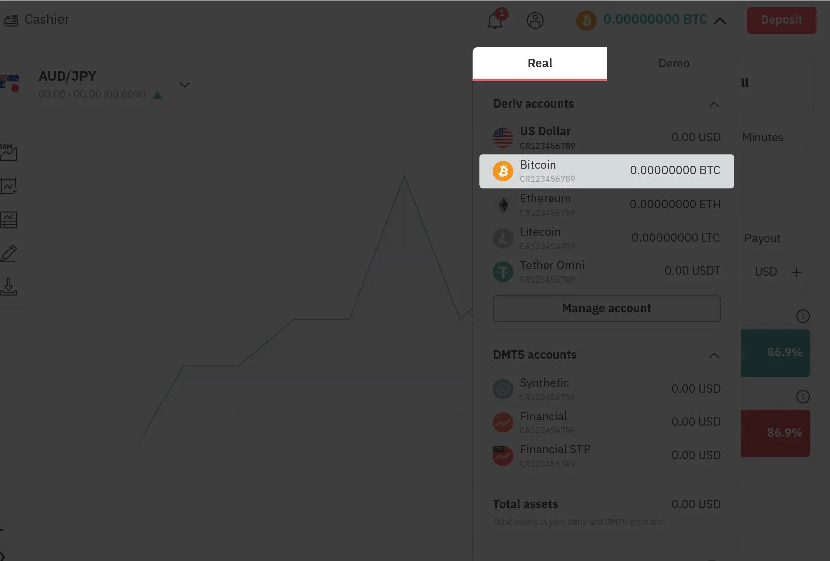Log in to Your Deriv Cryptocurrency Account