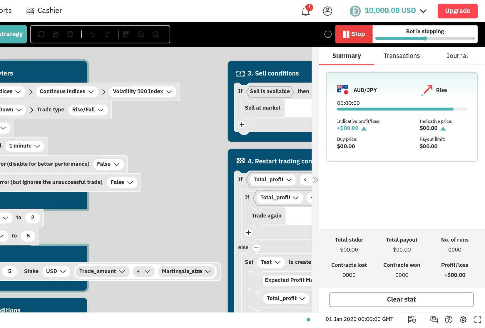 Deriv Bot with a running bot