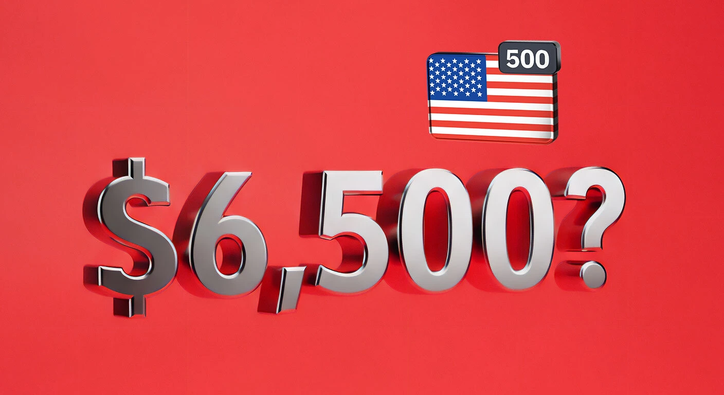 A bold red background featuring large metallic text reading '$6,500?' in chrome-style 3D.