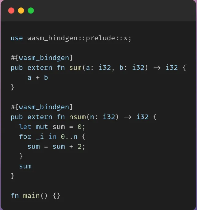 Example of code that uses Wasm