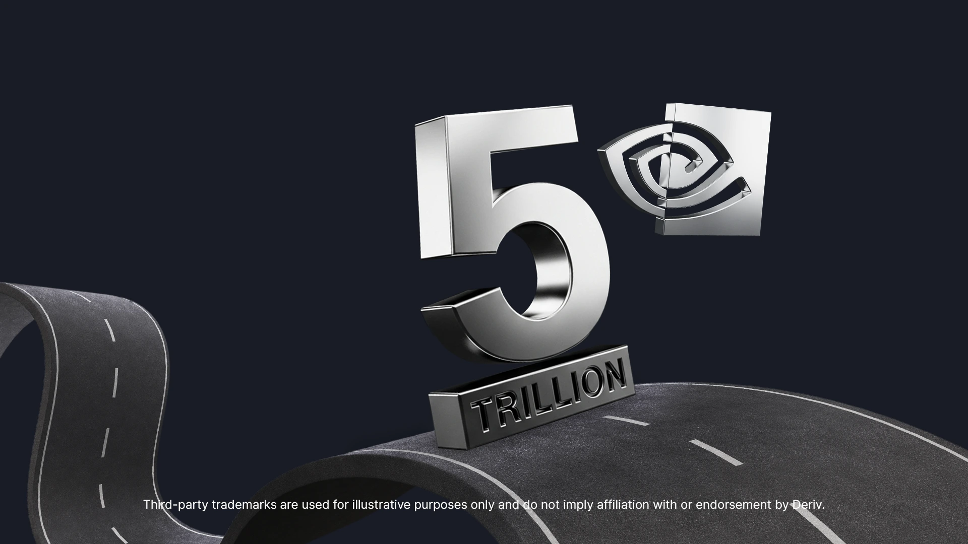 Graphic showing a large metallic number ‘5’ with the NVIDIA logo beside it, sitting above the word ‘Trillion’ in bold. 