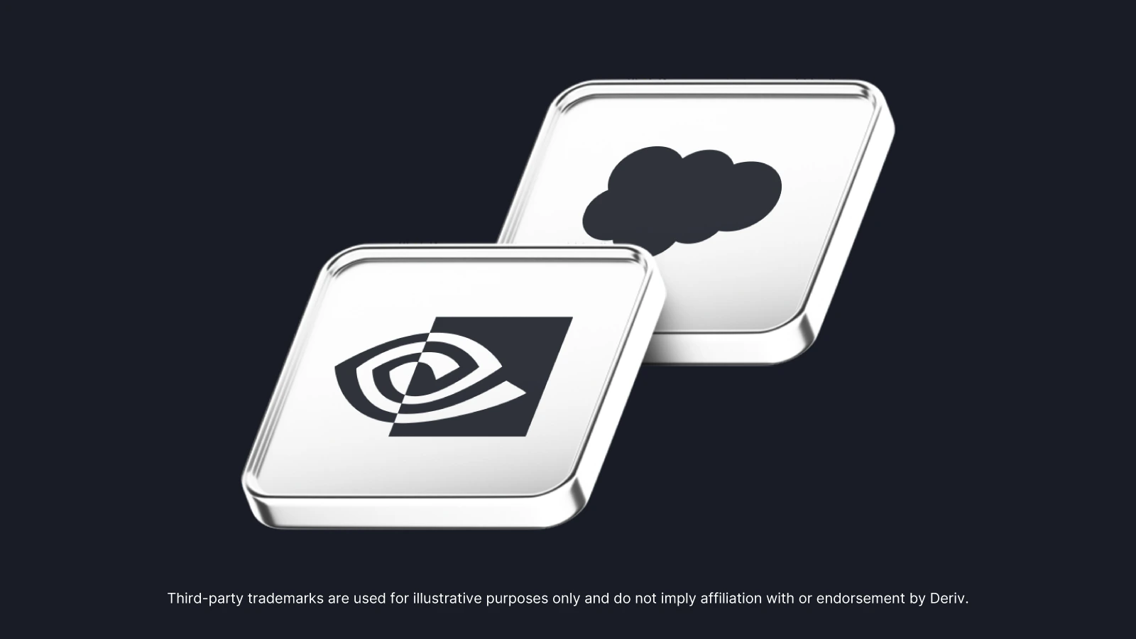 3D-style icons representing Nvidia and Salesforce logos on metallic tiles, symbolising both companies ahead of their earnings reports.