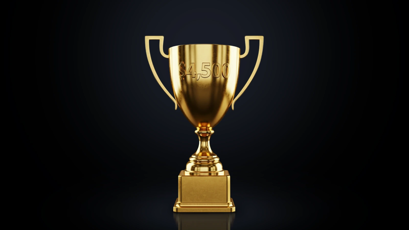 Golden trophy with the text ‘$4,500’ engraved on its front, symbolising gold’s potential price target of $4,500.
