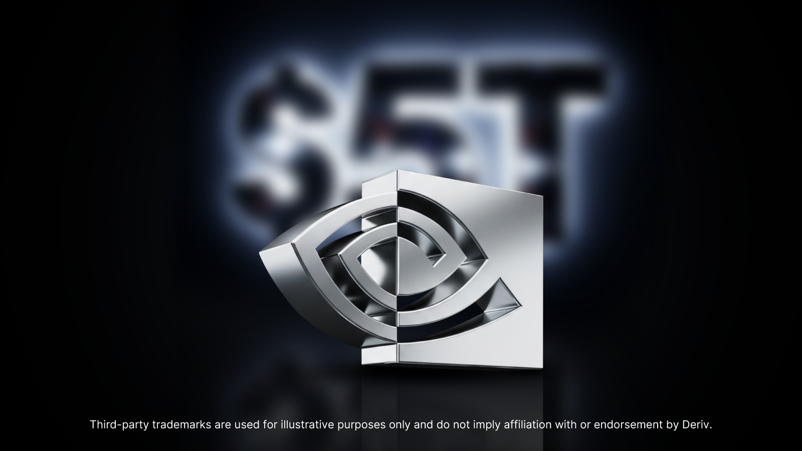 Metallic Nvidia logo in 3D against a dark background with blurred text "$5T" behind it, representing Nvidia’s five-trillion-dollar valuation milestone.