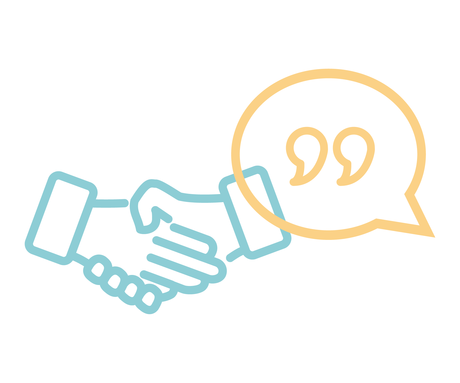 Icon with a handshake and a talk bubble
