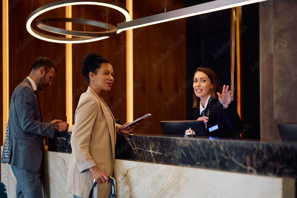 An interaction with the customer at the hotel's reception