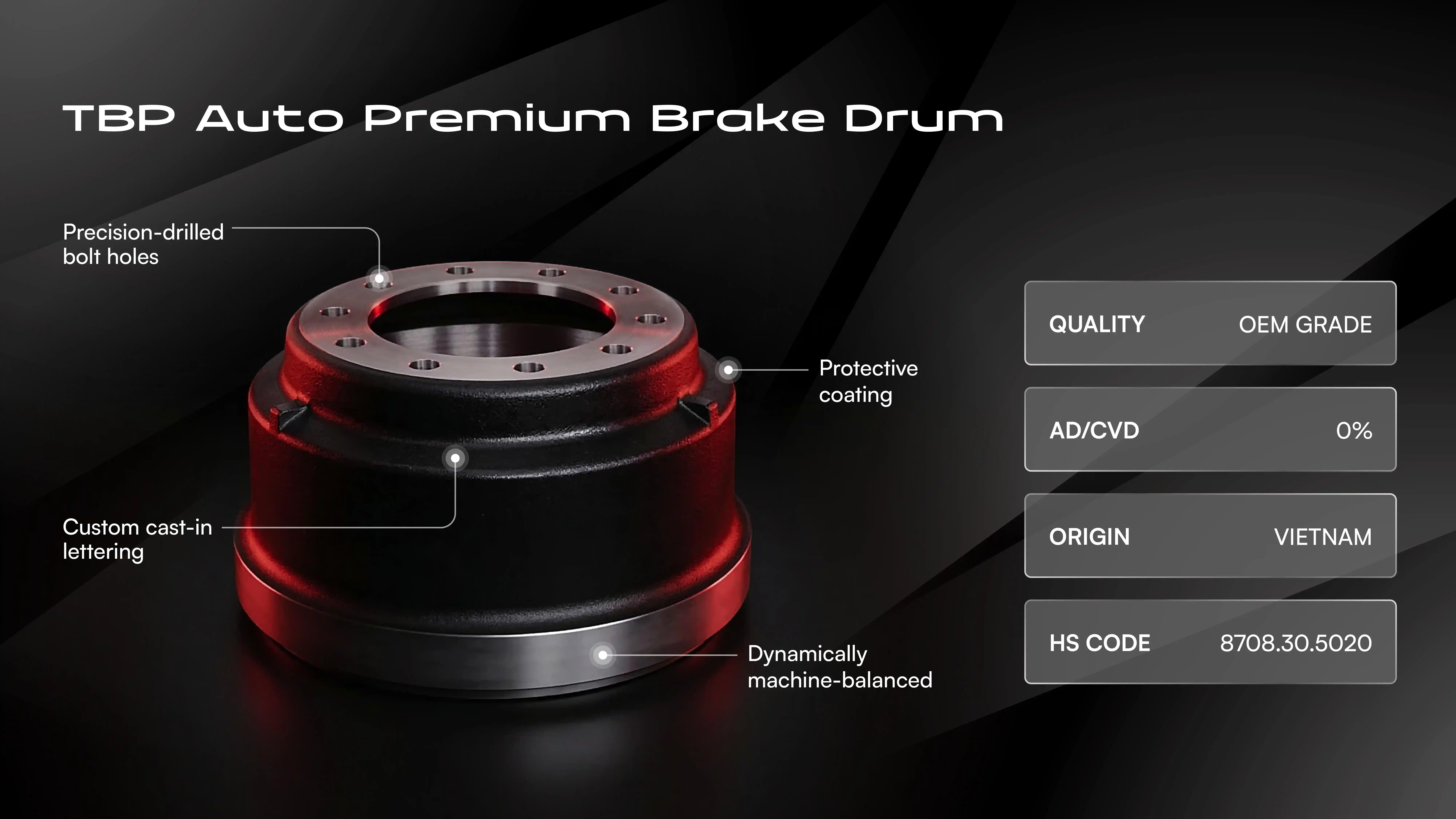 TBP Auto Premium Brake Drum