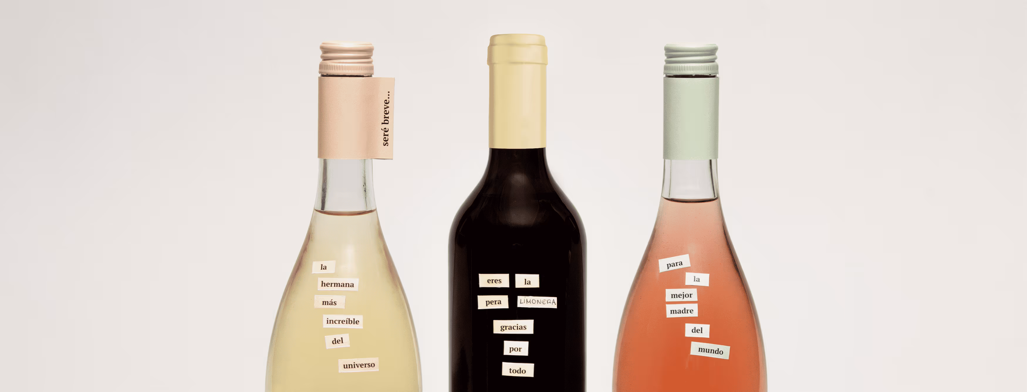 Detalle de las botellas del proyecto Seré breve de Carlota Carrillo