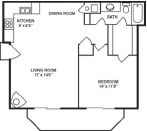 1 bedroom, 1 bathroom