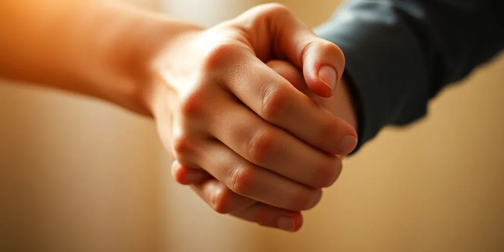 Clasped hands illustrating commitment and consistency in marketing.