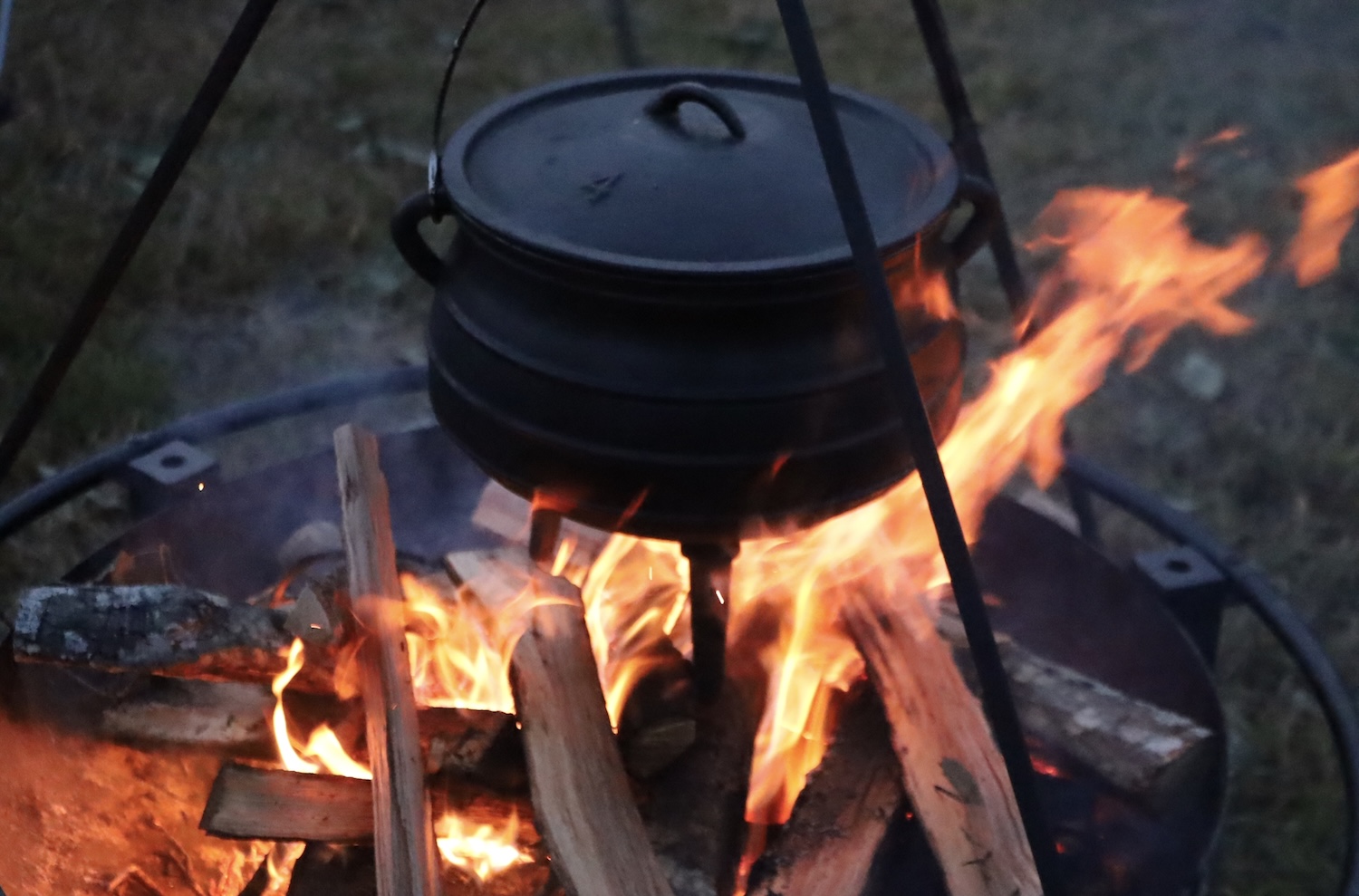 A delicious looking feast of meats, breads, vegetables and a custom made NorseForged knife.