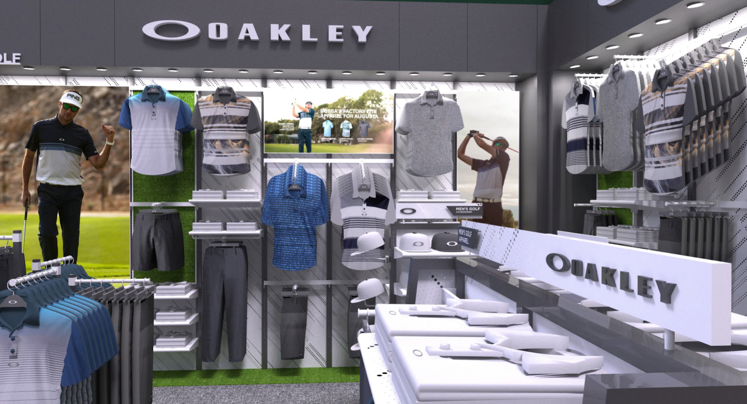 Oakley branded retail environment with premium eyewear displays, fixture design, and point-of-sale presentation created for stronger customer engagement