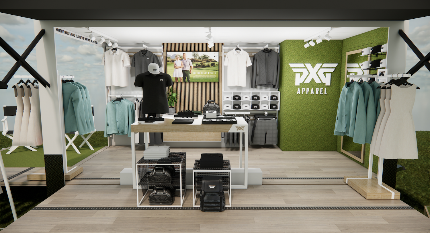 PXG mobile retail trailer interior showcasing premium club displays, branded merchandising, and a high-end customer experience for mobile retail events
