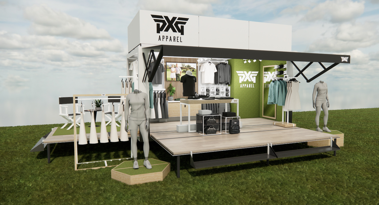 PXG mobile retail trailer exterior featuring branded graphics, premium exterior design, and a custom-built traveling retail experience