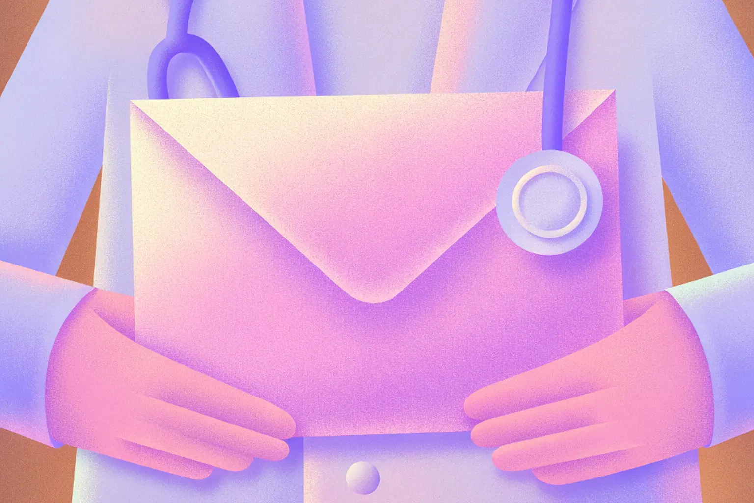 Illustration of a doctor holding an envelope