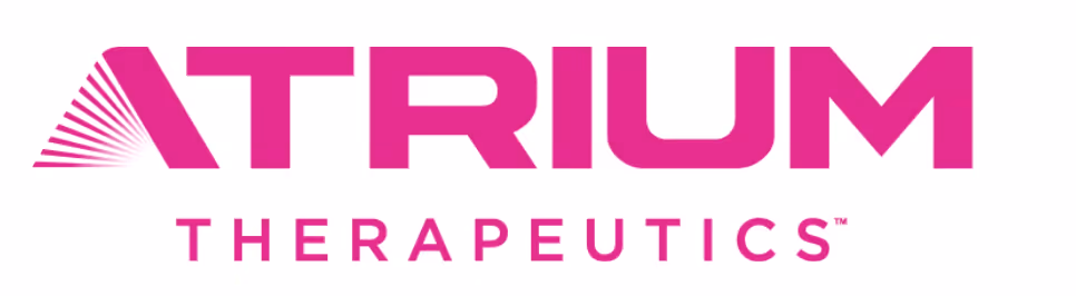 Atrium Therapeutics company logo in pink text with stylized 'A'.