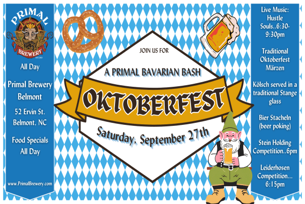 Oktoberfest at Primal Brewery Belmont 2025 festival scene in Charlotte NC