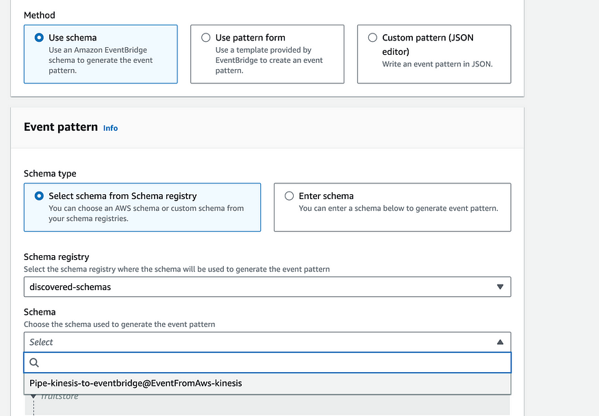 The schema MuseFlow uses and what is in the event bridge.