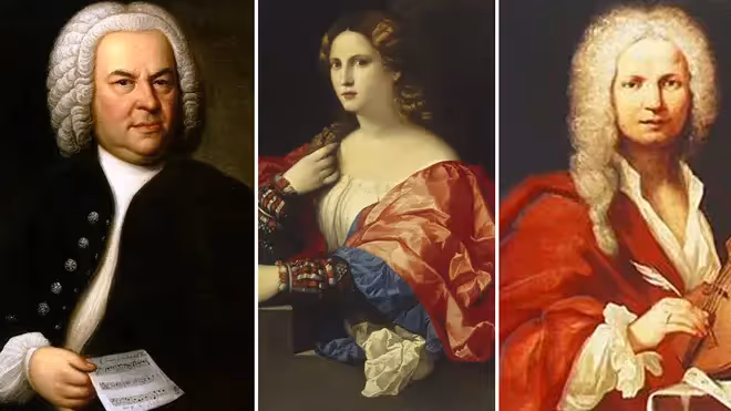 Three Baroque composers - Bach, Caccini, and Vivaldi.