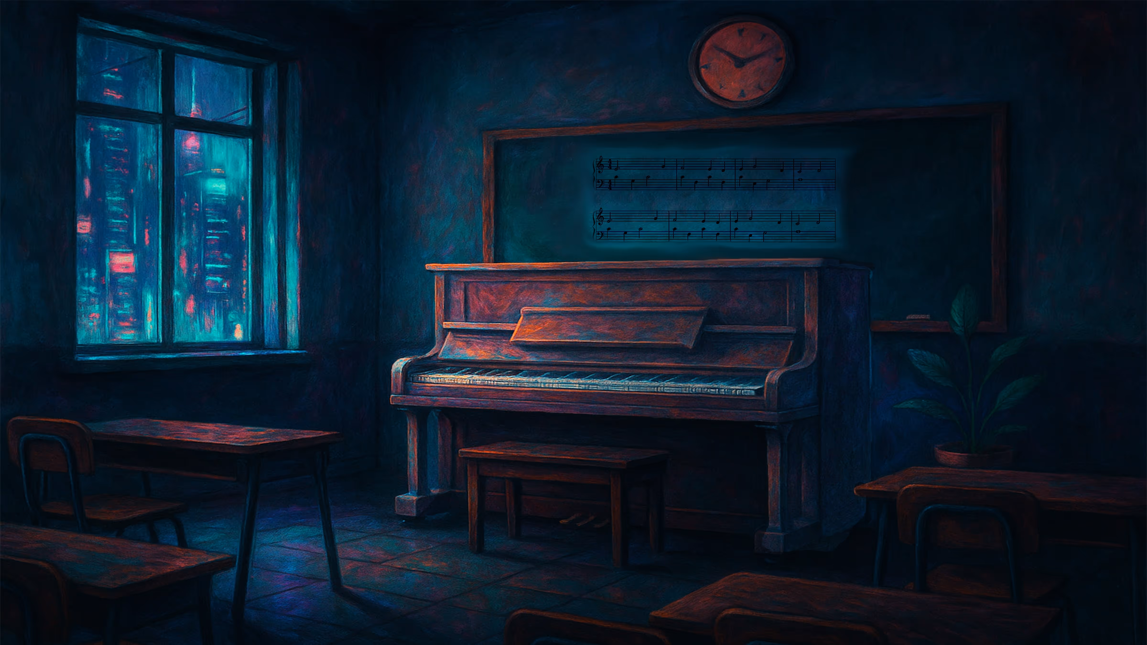 An image of a piano in a dark room that's emotionally resonant.