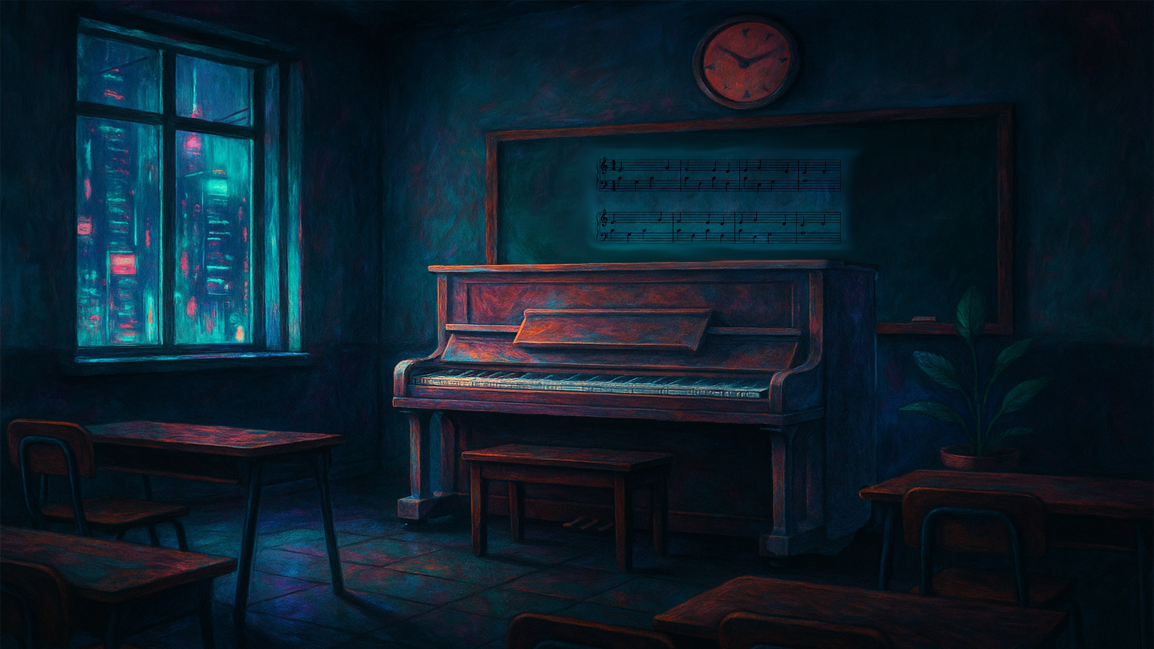An image of a piano in a dark room that's emotionally resonant.