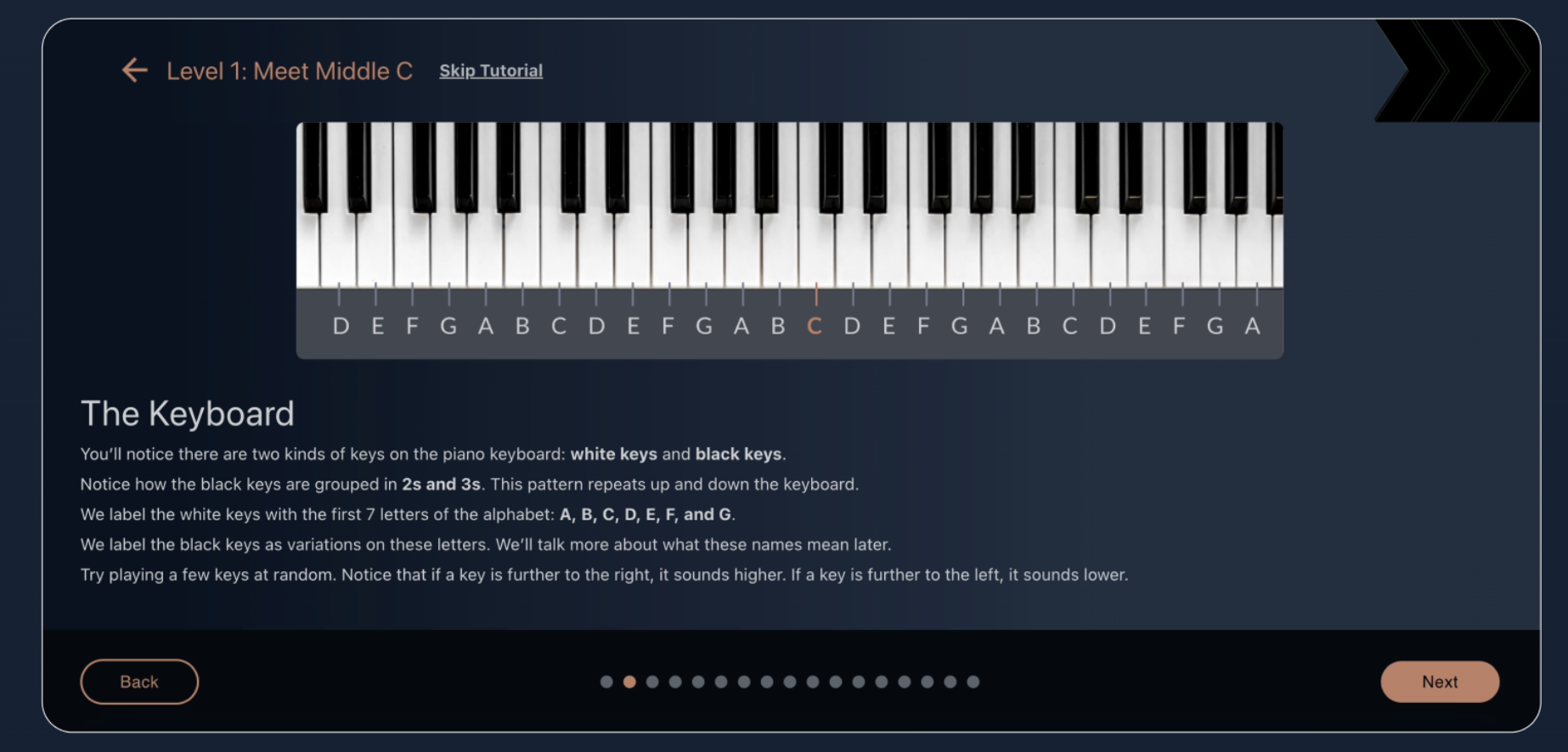 MuseFlow lesson displaying real-time feedback