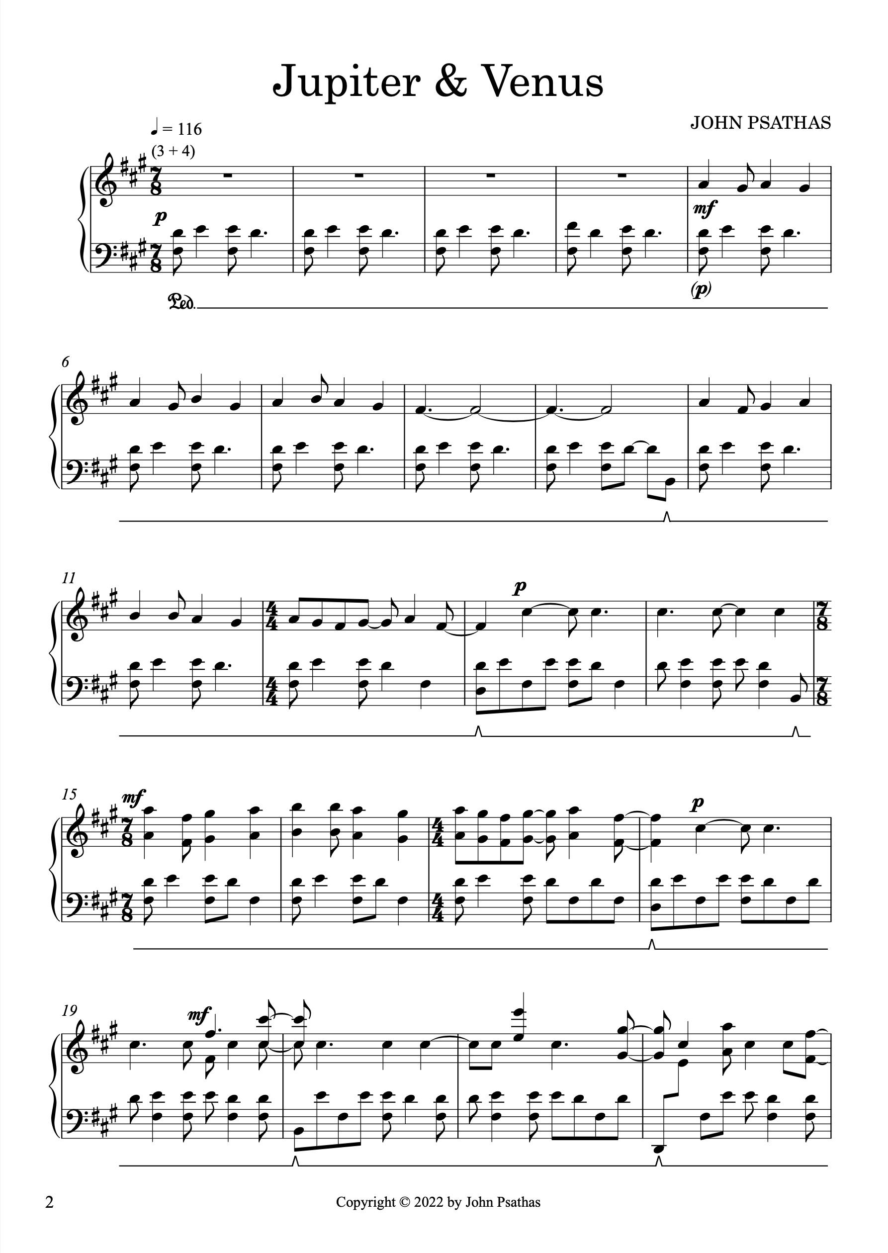 Jupiter and Venus (solo piano) by John Psathas, image 1 of 2