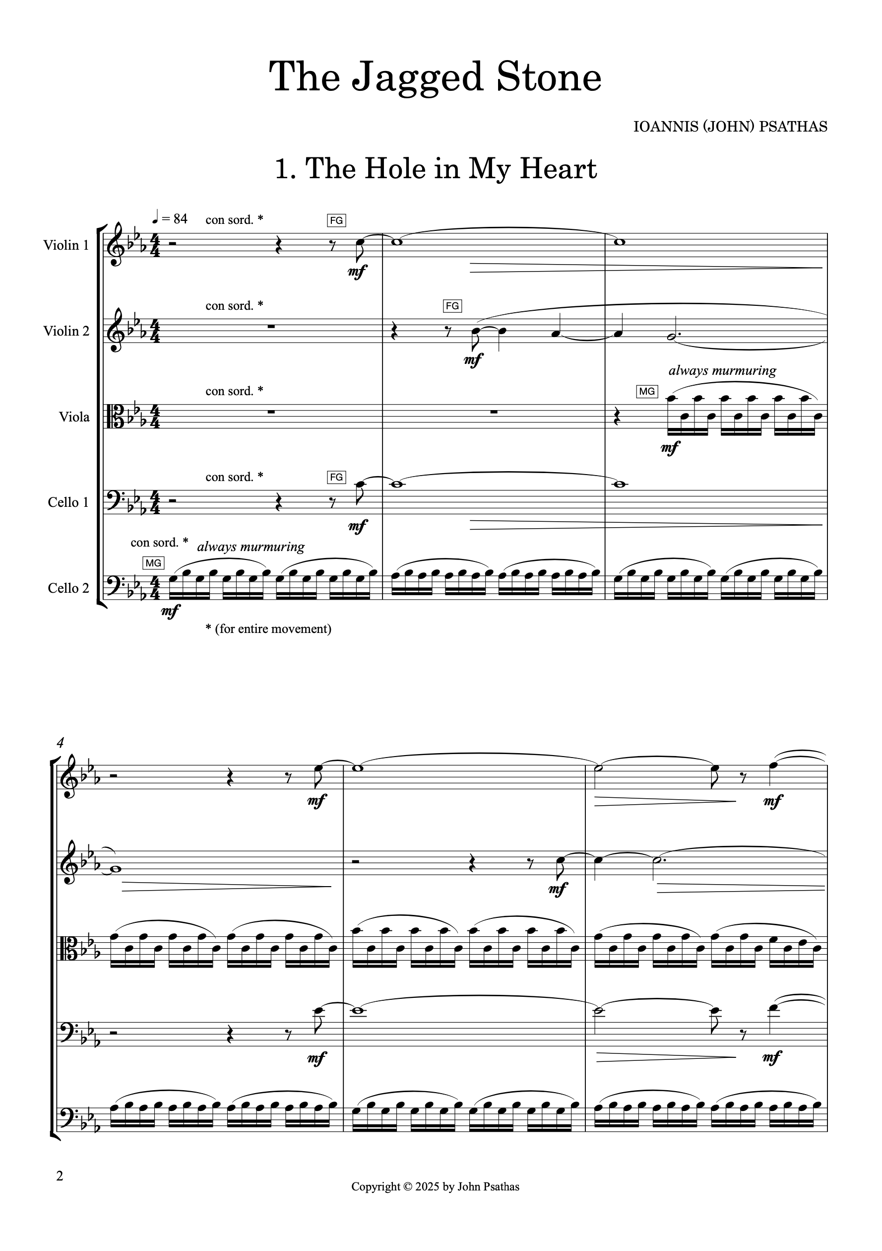 The Jagged Stone (string quintet for two violins, viola, two cellos) by John Psathas, image 1 of 7