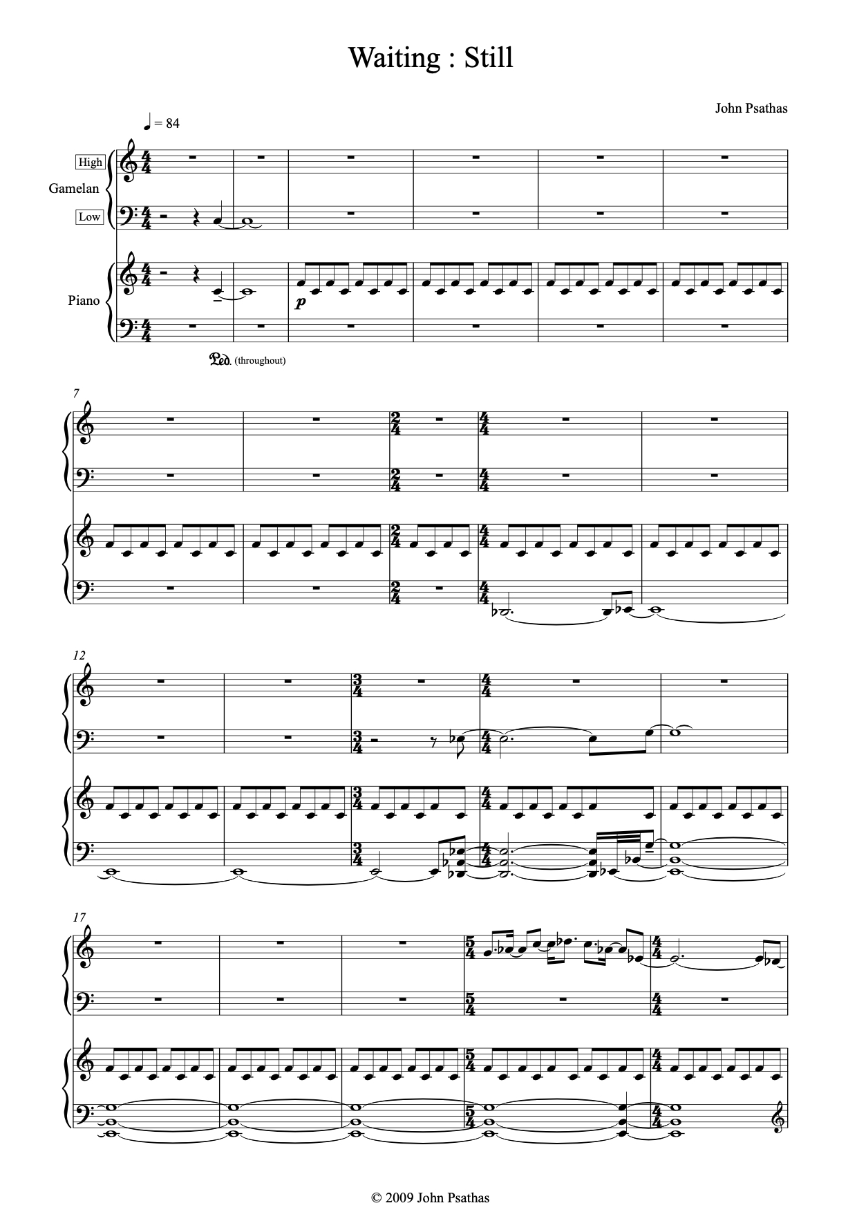 Waiting Still (duo for piano and small gamelan setup) by John Psathas, image 2 of 2