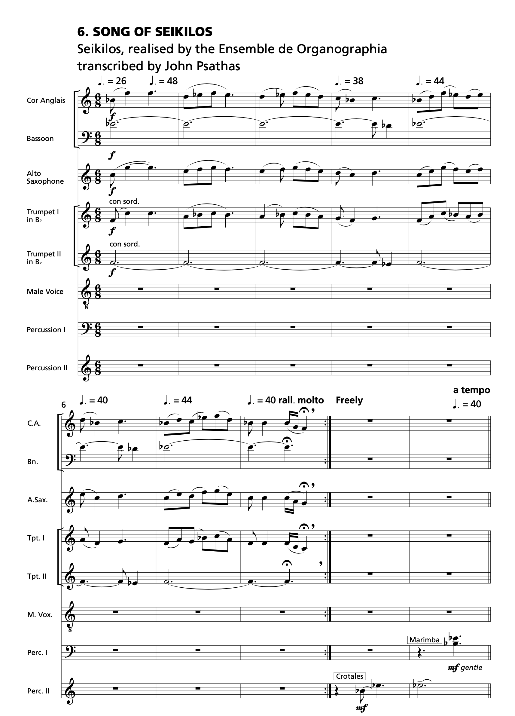 Four Ancient Greek Songs by John Psathas, image 2 of 6