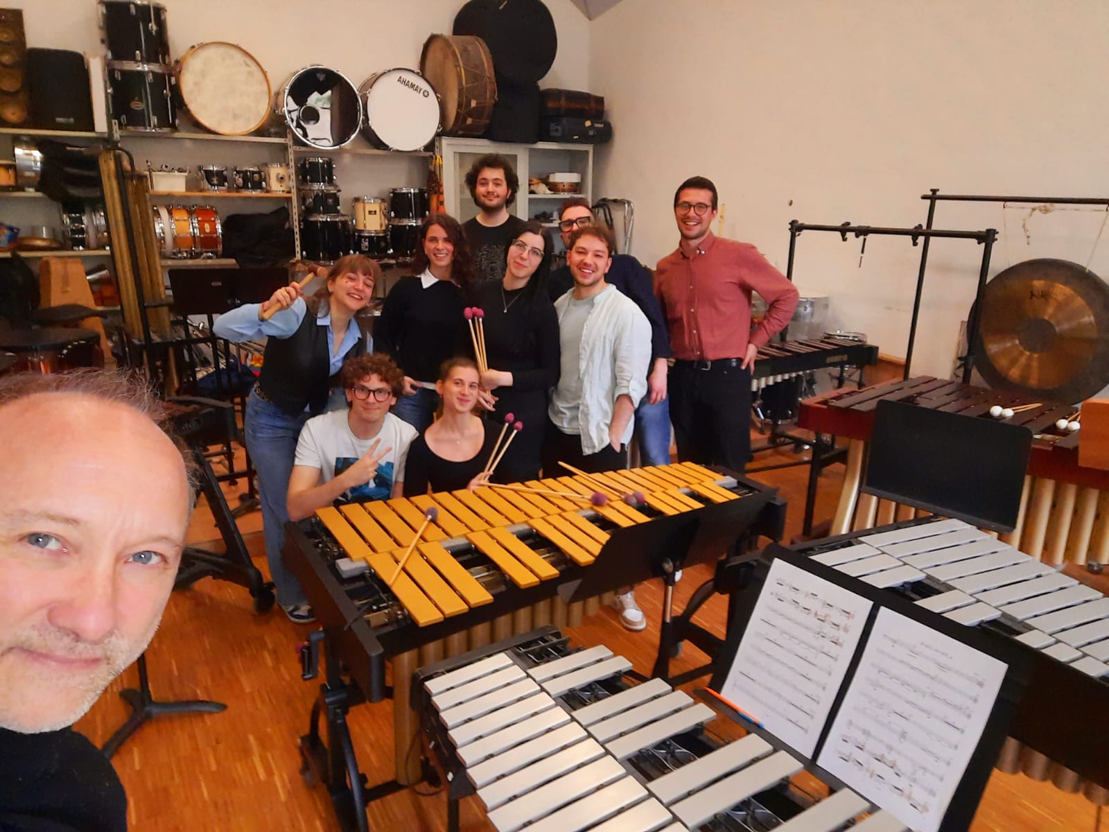 Siena Percussion Group perform new 11-percussion version of Voices at the End in Siena at Teatro dei Rinnovati