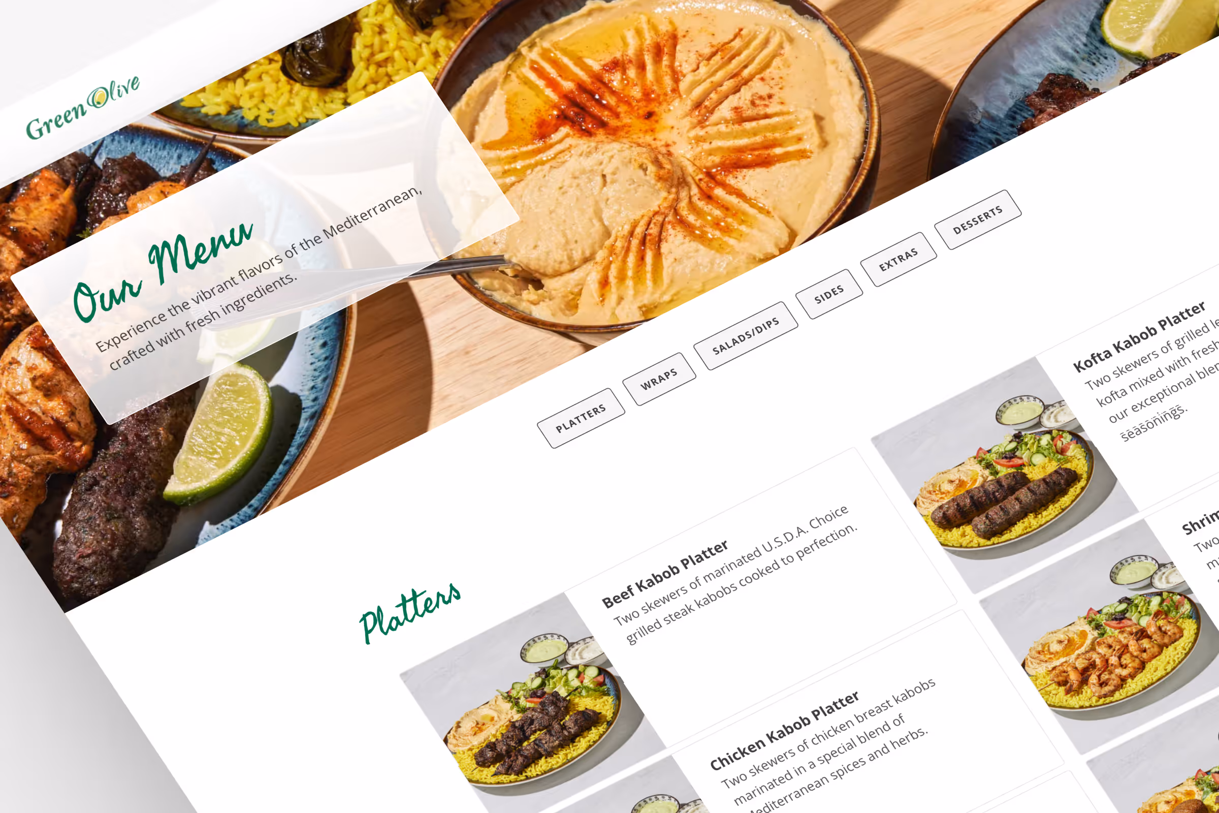 Up close detail shot of the menu page.