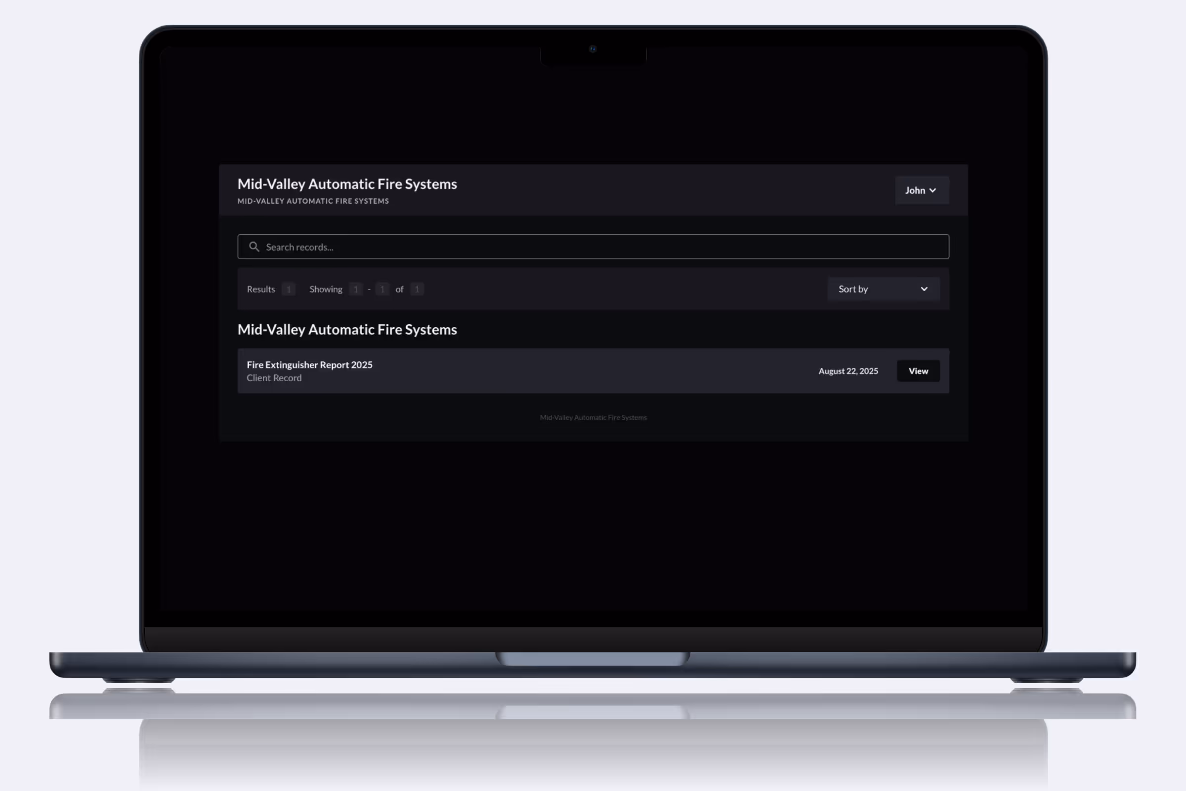 Client Portal internal view where records are stored and viewed.