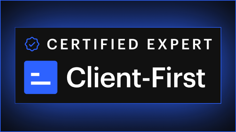 Client-First Certified Expert badge awarded by Finsweet.