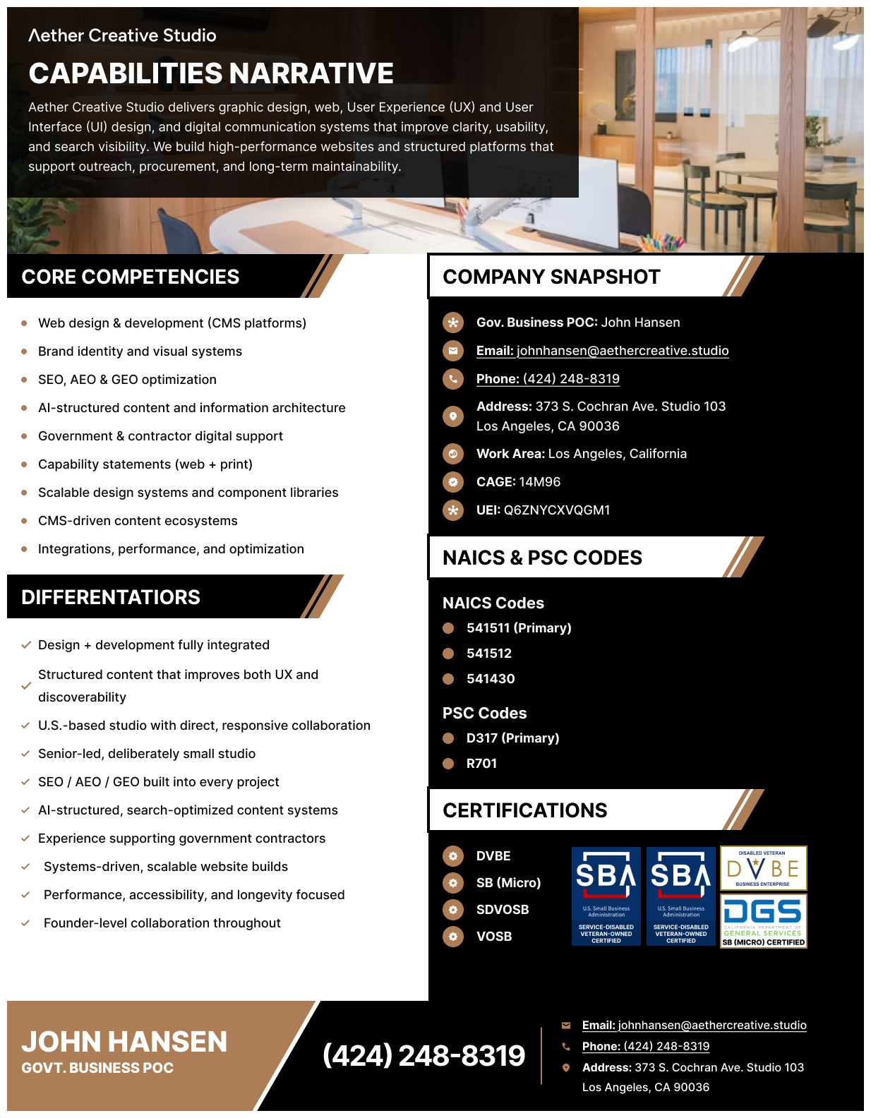 Aether Creative Studio Capabilities Statement