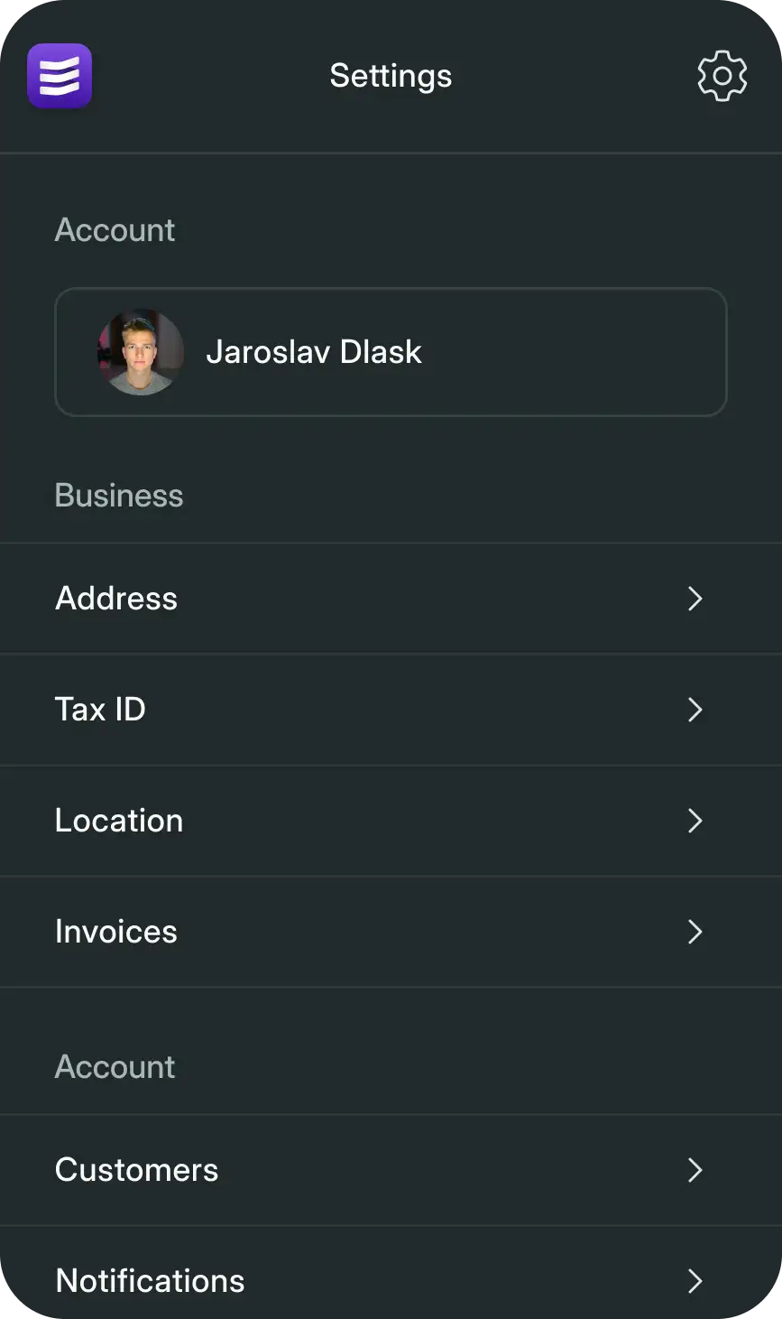 SaaS mobile settings.