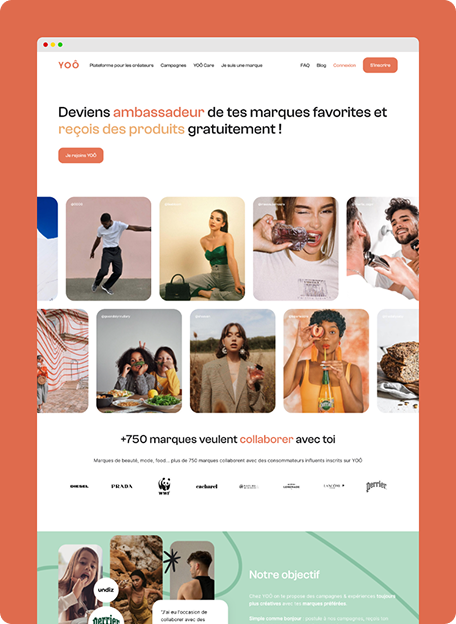 Image de présentation du site de la communauté d'influenceur YOÔ