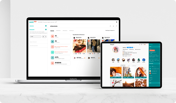 mockup du SaaS de marketing d'influence de WOÔ