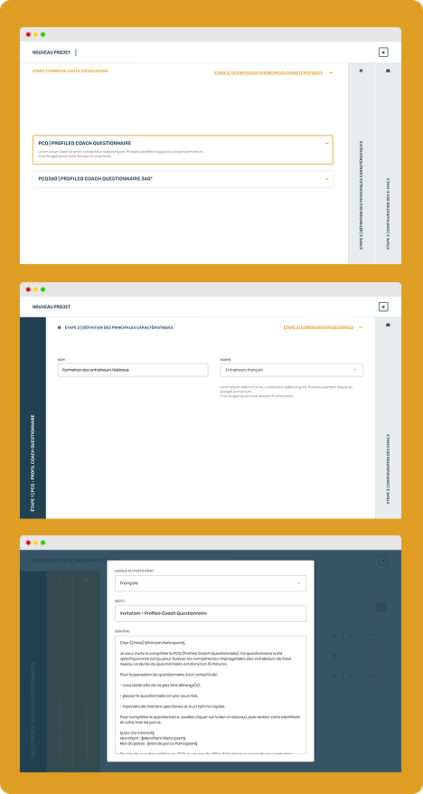 mockup de présentation de la plateforme d'évaluation RH Sport Profileo