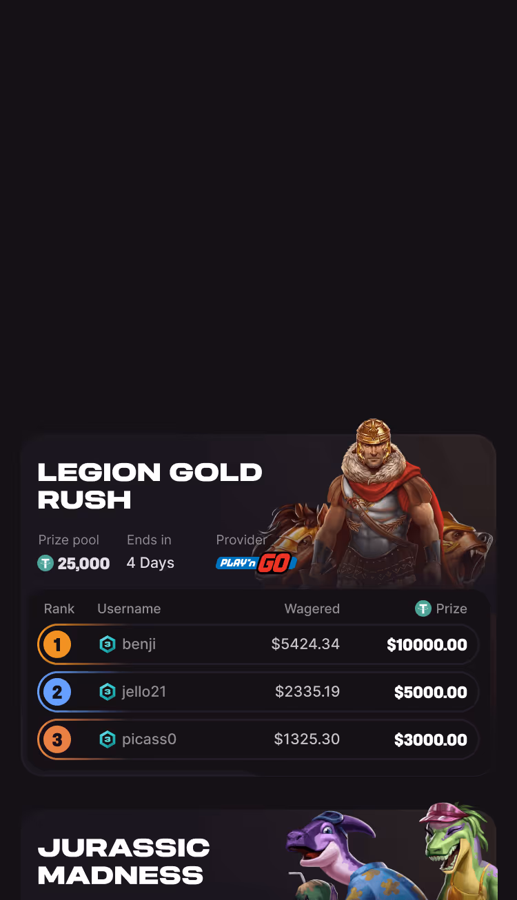 Cloudbet Legion Gold Rush Ranking UI