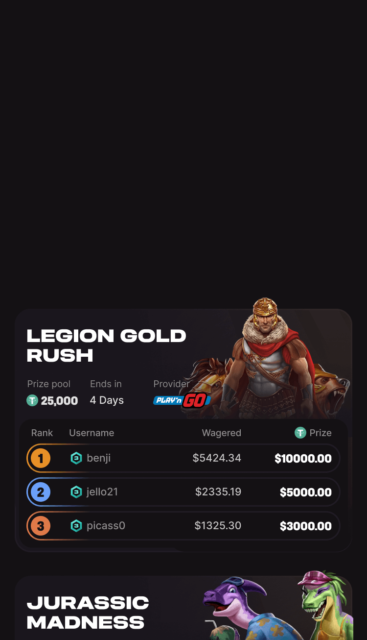 Cloudbet Legion Gold Rush Ranking UI