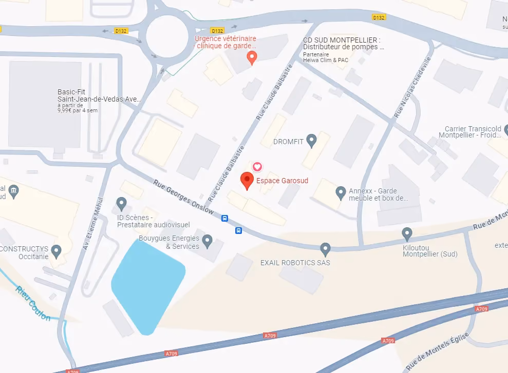 Plan d'accès à l'Espace Entreprise de Garosud, Montpellier