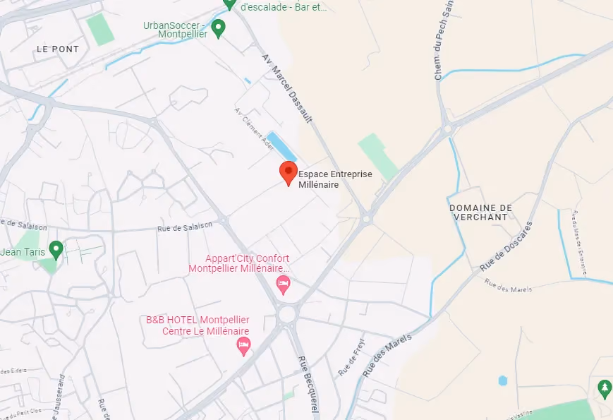 Plan d'accès à l'Espace Entreprise du Millénaire, Montpellier